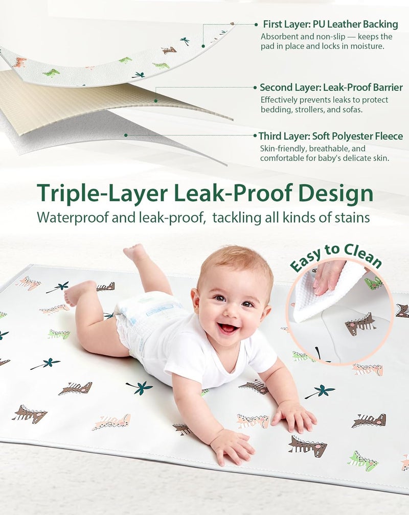 URMYWO Baby Portable Diaper Changing Pad - Waterproof & Wipeable Changing Mat with PU Leather - Soft Comfortable - Foldable Travel Bag & Camping Mat - Newborn Essentials Must Haves - Baby Shower Gifts - Image 3